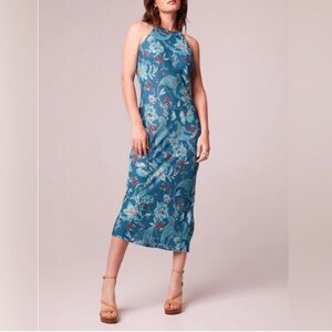 Band of the Free Blue Floral Paisley Halter Midi Dress